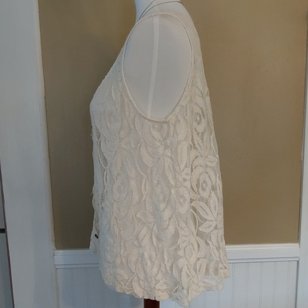 5/$35 3/$25 SHEER LACE TANK TOP - CREAM - Picture 3 of 5